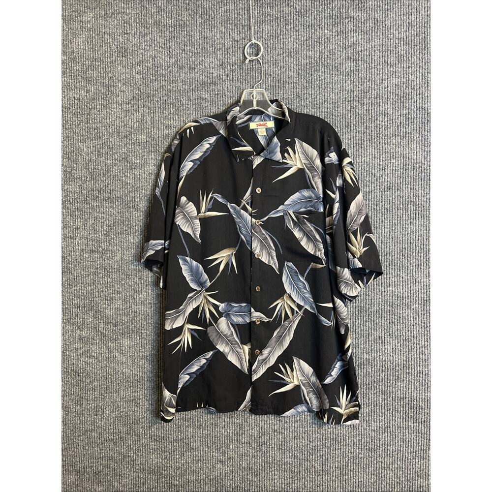 Rio Mens Button Up Hawaiian Shirt Size XL Silk Short Sleeve Resort Tropical